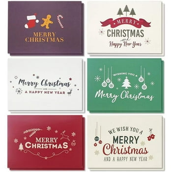 48-Pack Merry Christmas Greeting Cards Bulk Box Set