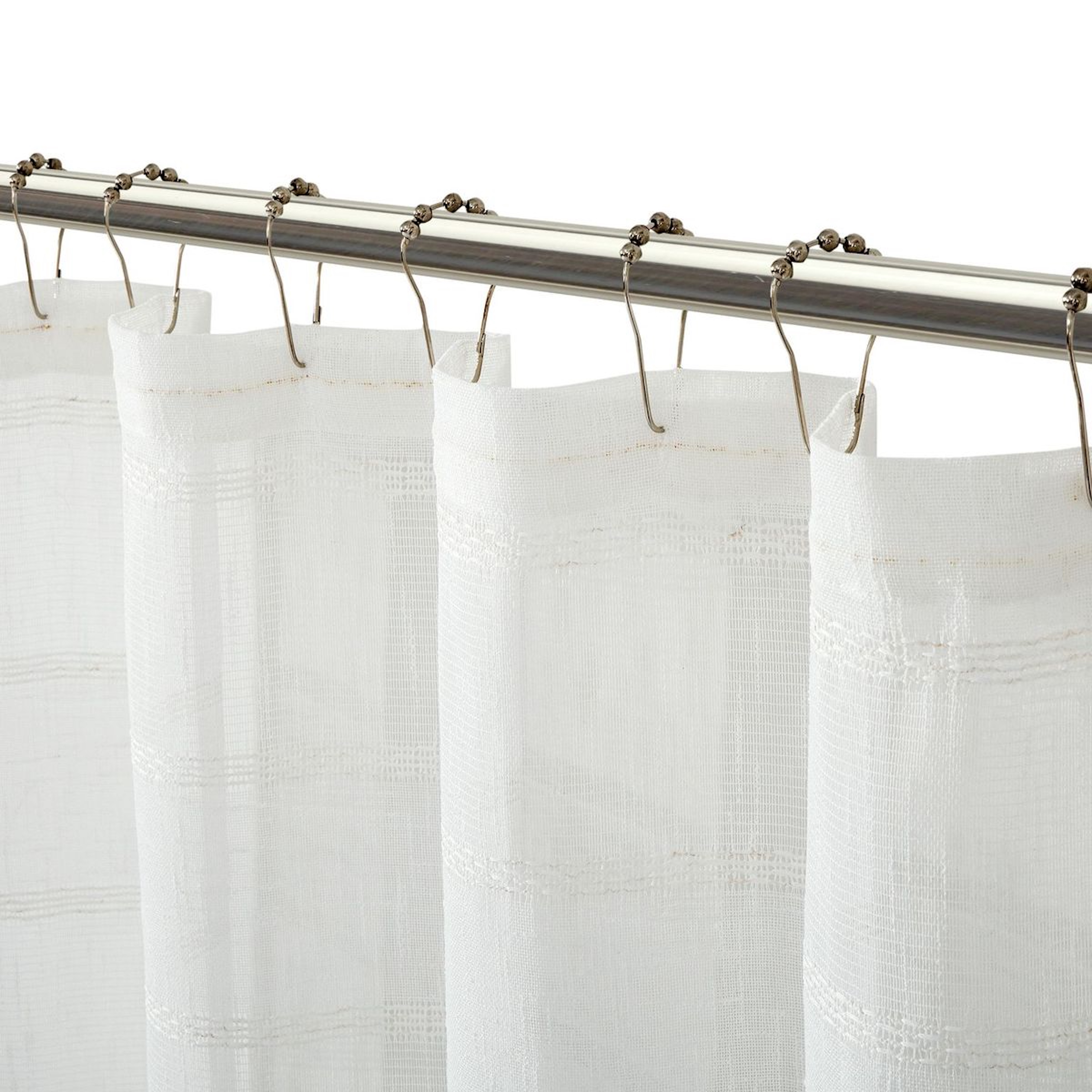 Dainty Home Megan 3D Linen Textured Linen Look Chenille Striped Designed Fabric Shower Curtain 70W x 72L in White