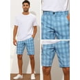 thumbnail image 4 of Unique Bargains Men's Plaid Shorts Straight Fit Comfort Flat Front Checked Shorts 32 Blue, 4 of 6