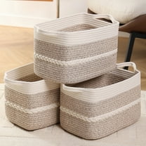 VeluraHome 3 Pack Storage Basket,Laundry Baskets for Storage，Woven Baskets with Handles for Shelves，Toys，Cloth
