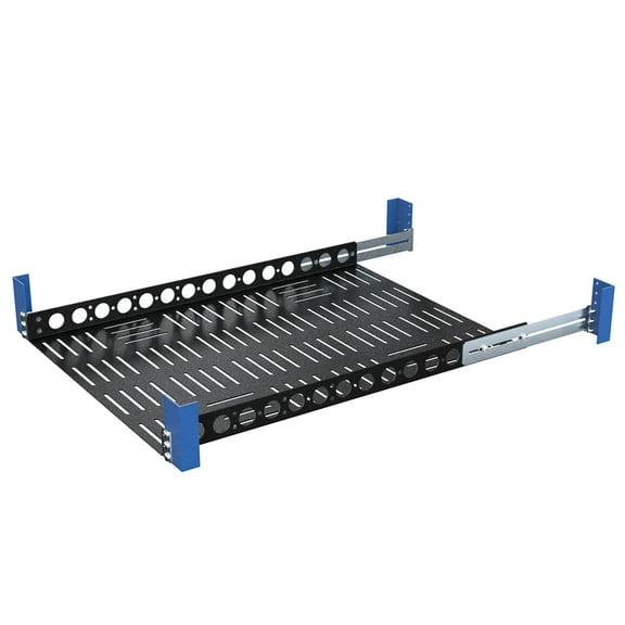 RackSolutions 1U Light Duty Fixed Shelf 24in Depth - US Steel Construction, 100 lbs Capacity, Anti-Slip Mat, Adjustable Mounting Depth
