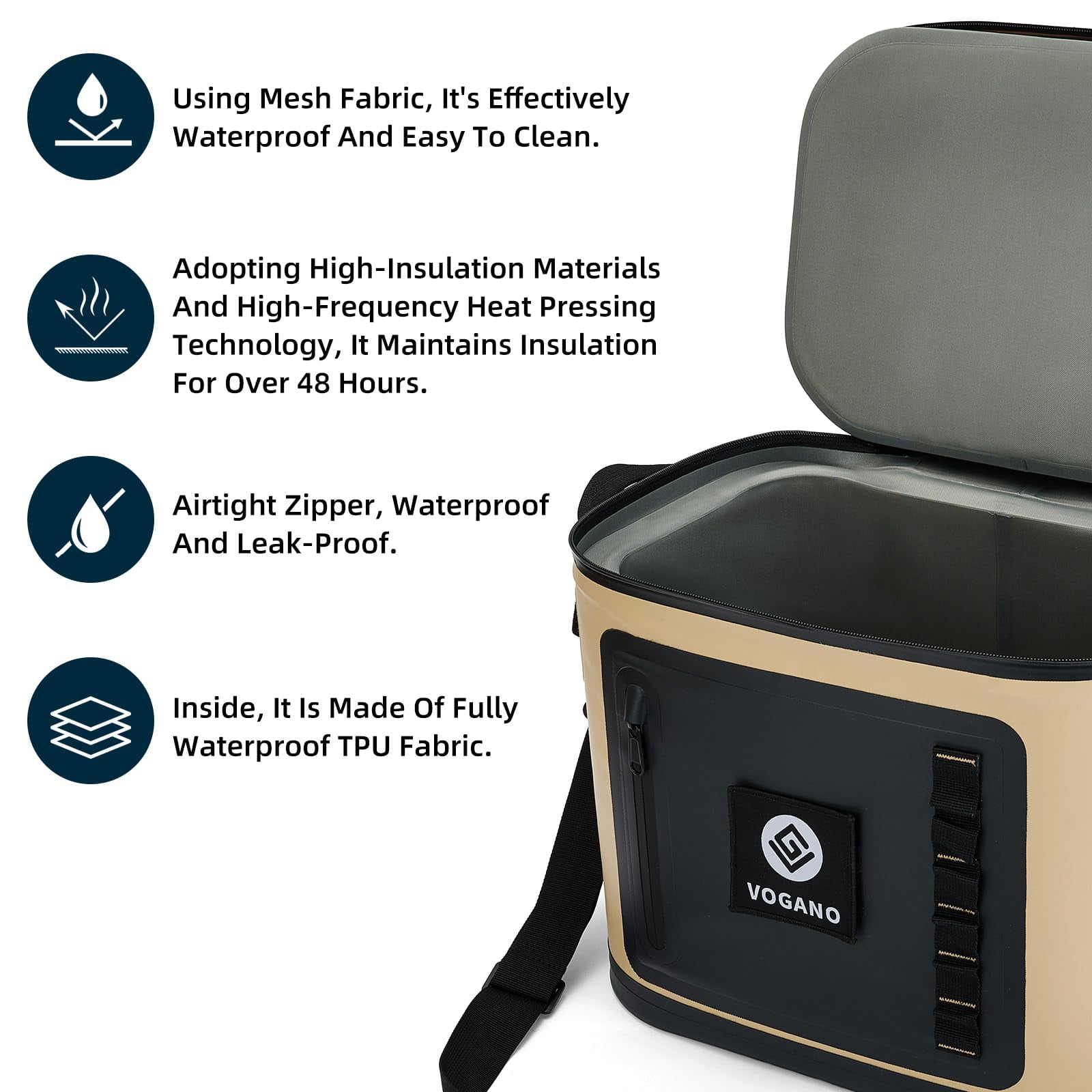28 Can Soft Cooler, Insulated Leak-Proof with Waterproof Zipper, Portable Ice Chest for Camping, Beach, Travel, Picnic, Fishing