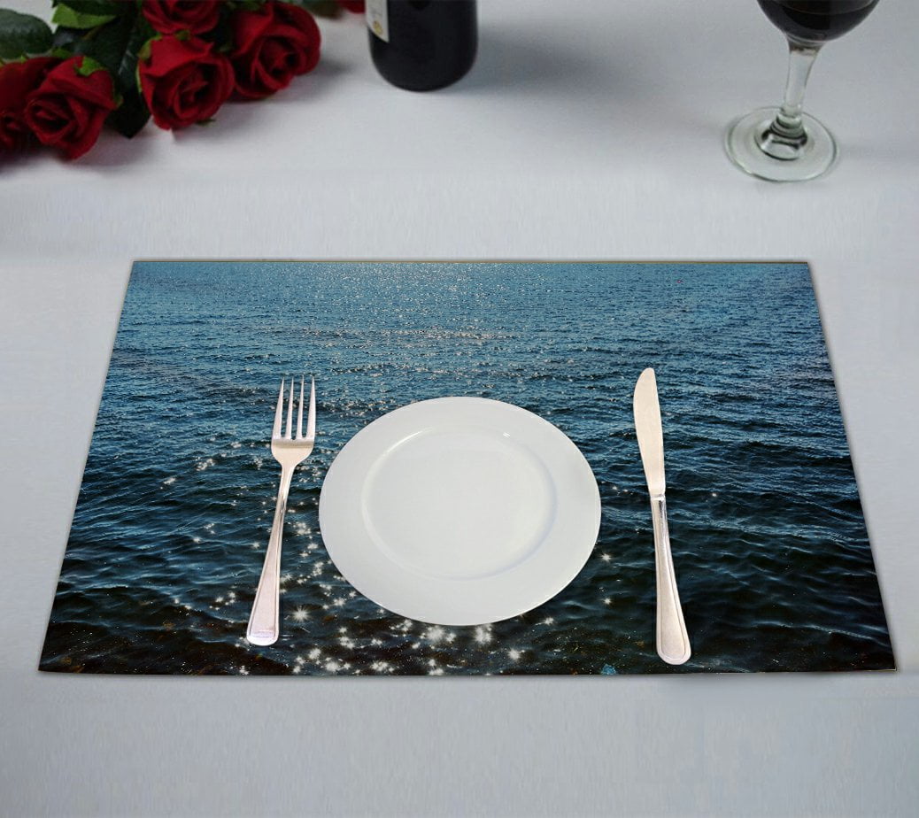 GCKG Beach Theme Placemat, Deep Blue Sea Ocean Waves Placemat 12x18 ...