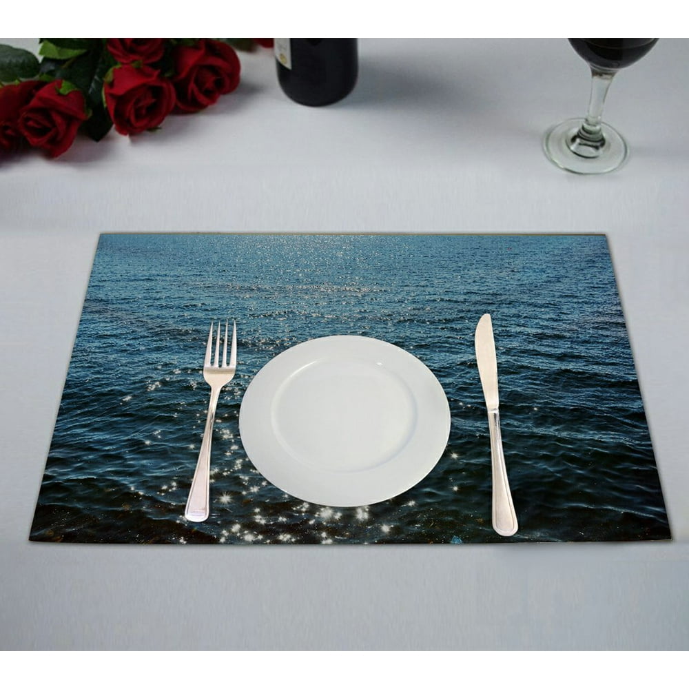GCKG Beach Theme Placemat, Deep Blue Sea Ocean Waves Placemat 12x18