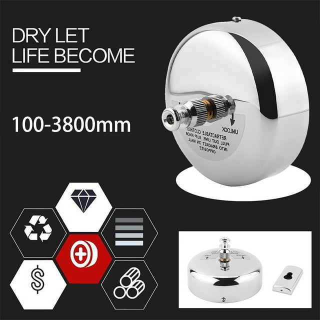 Vaidha Retractable Clothesline 304 Stainless Steel With Stainless Steel