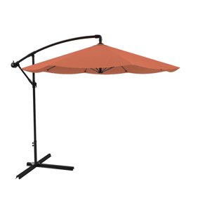 Abba Patio 10 Ft Offset Cantilever Hanging Patio Umbrella With Base Easy Crank Operation 8 Ribs Air Vented Top Red Walmart Com Walmart Com