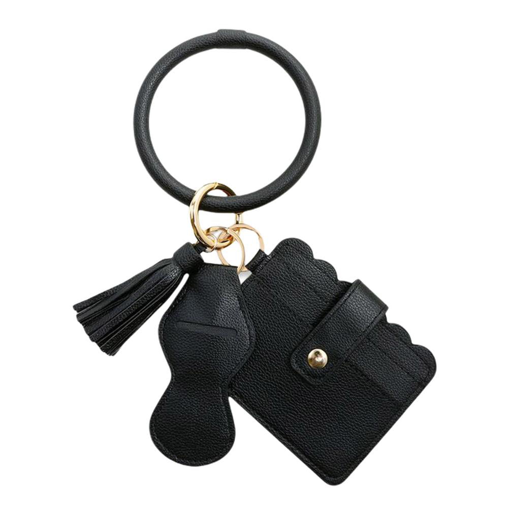Bracelet PU Leather Card Bag Wallet Keychain O-ring Bracelet Wristlet Key Ring