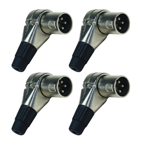Seismic Audio 4 Pack of Adjustable Right Angle 3 Pin XLR Male Connector Plugs - 7 Position Silver - SAPT326-4Pack