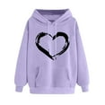 thumbnail image 3 of Womens Hoodie Classic Drawstring Hooded Sweatshirts with Pockets Long Sleeve Tops Hearts Printed Sweater Casual Pullover Comfy Sportswear Loose Fit Coat with Hood Womens Sweatshirtss Size 8-16, 3 of 4