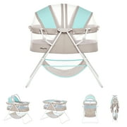 Dream On Me Karley Bassinet in Blue and Grey, Quick Fold and Easy to Carry, Large Storage Basket