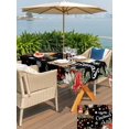 thumbnail image 4 of Outdoor Tablecloth with Umbrella Hole and Zipper, Merry Christmas Rectangle Table Cloth 60x120 Inch Waterproof Tablecloth, Black Xmas Tree Snowflake Poinsettia Picnic Table Cover for Patio Camping, 4 of 7