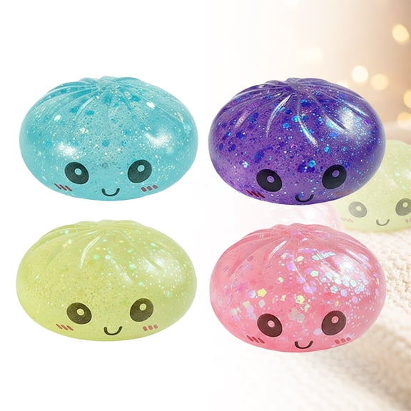 Name Giant Glitter Dumpling Squishy Toy Rainbow Big Squishy Bun 2in Soft Sensory Fidget Toys for Adults Kids Stress Relief Squishy Toys Mystery Dumpling Gift