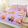 thumbnail image 3 of Homewish Kawaii Brown Capybara 4 Pieces Queen Sheet Sets for Boys Girls,Dreamy Princess Ultra Soft Flat Sheet,Cartoon Cute Animal Queen Fitted Sheet,Lightweight Room Decor, 3 of 7