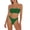 Green, variant on QURATI Swimwear Ruched Two Piece Bikini: High Waisted Thong Style Vacation Swimwear Set Black L