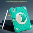 thumbnail image 5 of ELEHOLD Case for iPad mini (6th Generation), Heavy Duty Shockproof Case with Pencil Holder/Stand/Hand Strap/Shoulder Belt, Rugged Protective Cover for Boys Girls,Mint, 5 of 10