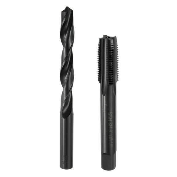 Uxcell Tap and Drill Bit Set, M14 x 1.5 Straight Flute Tap & 12.5mm Drill Bit Black Oxide