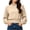 Khaki, variant on Mock Neck Long Sleeve Tops for Women Banded Hem Sweatshirt Casual Fall Pullover Shirts for Women with Ribbed Cuffs for Work and Daily Wear Activities M Size White