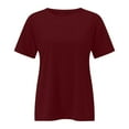 thumbnail image 5 of Womens T Shirts Loose Fit Summer Tops Casual Crew Neck Solid Color Short Sleeve Shirt Women's T-Shirts Graphic Tees M, 5 of 6