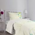 thumbnail image 5 of Ambesonne Dandelion Quilted Bedspread Set 2 Pcs, Hand Drawn Plants, Twin Size, Pale Green Sky Blue, 5 of 6