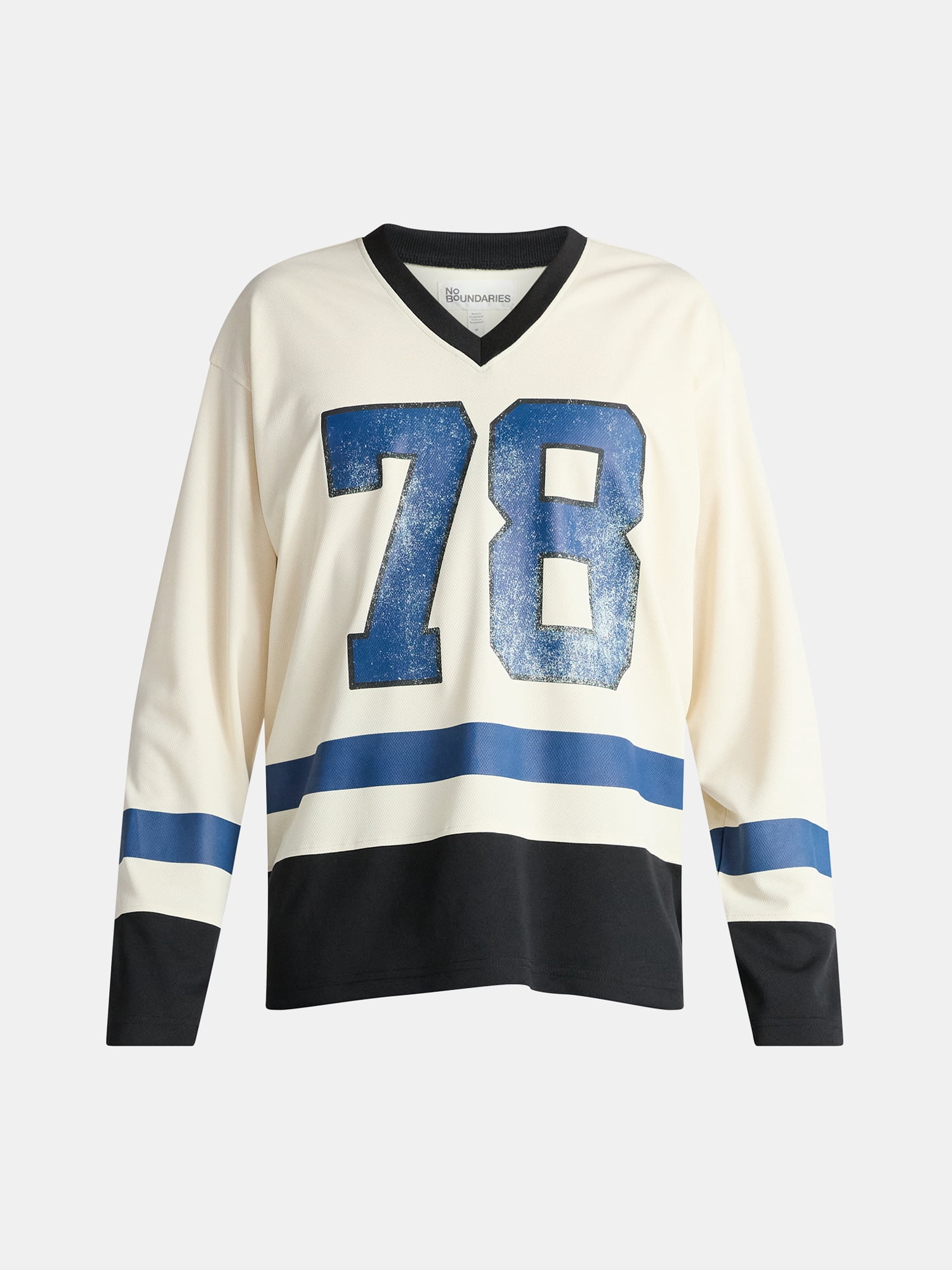 No Boundaries Hockey Jersey Style Shirt with Long Sleeves, Men's and Big Men's