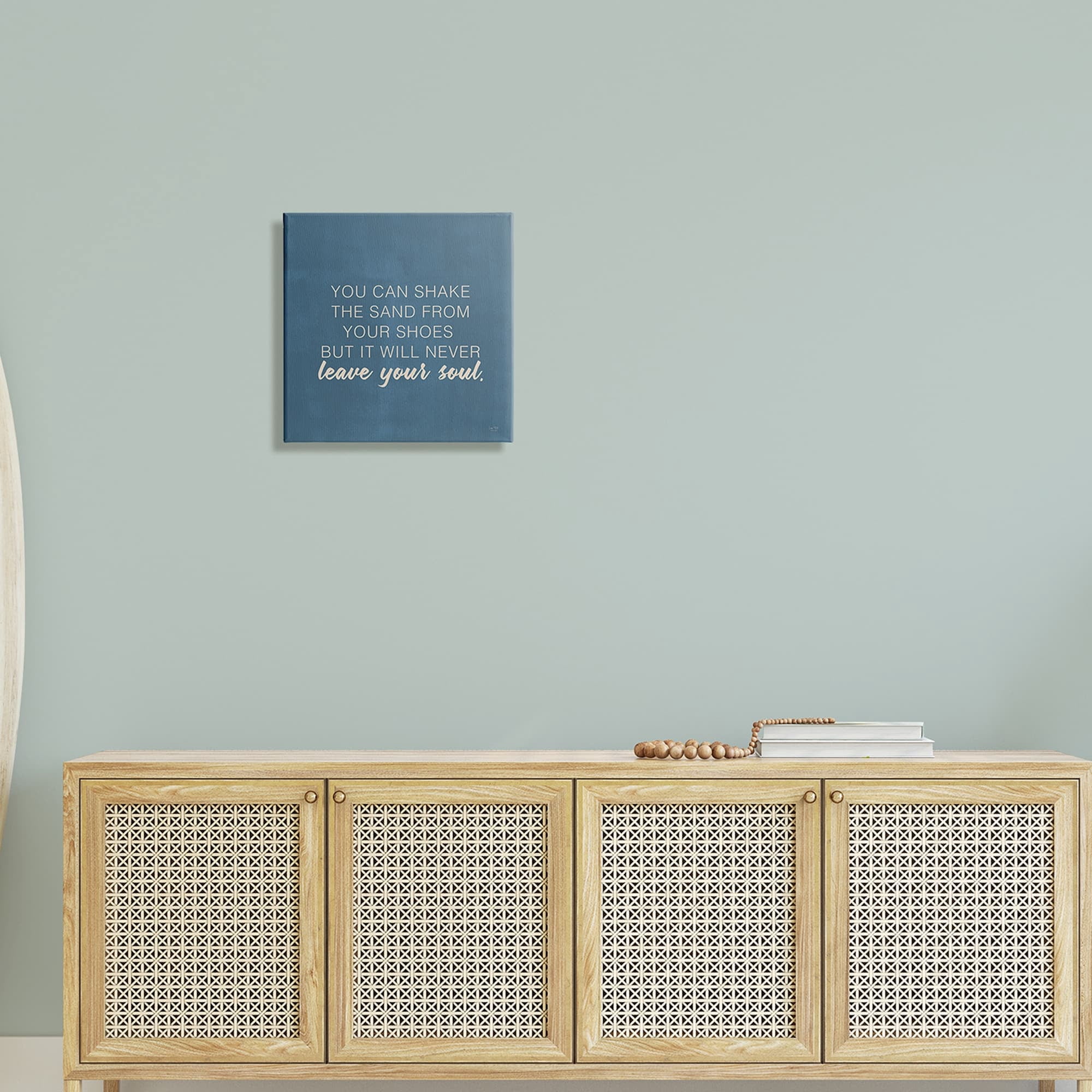 Stupell Industries Sand Never Leaves Your Soul Inspirational Phrase,17 x 17, Design by Lux + Me Designs