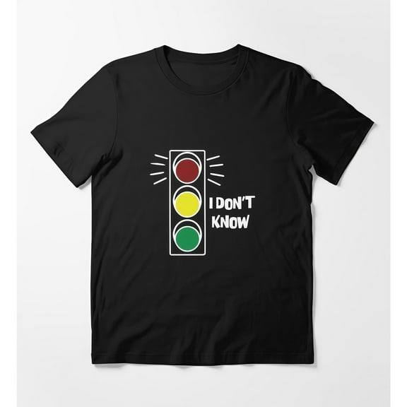 Traffic Light Printed Tops,"I DON’T KNOW"Text Pattern,Fashion T Shirt,Crew Cotton Neck,Summer Tees,Size(S-5XL)