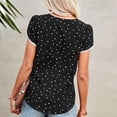 thumbnail image 4 of Ichuanyi Allover Print Petal Sleeve Blouse for Women Juniors Summer Wave Point Short Sleeve Tees T-Shirt Casual Round Neck Tops, 4 of 6