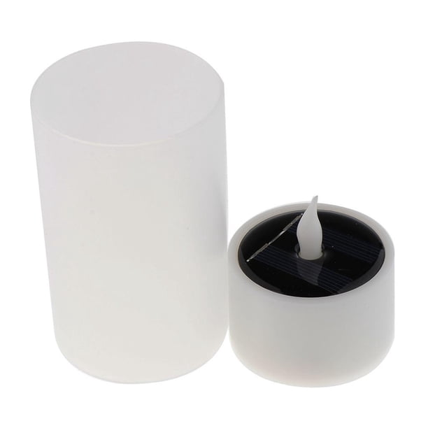 Luces De Té De Energía Solar Velas Sin Llama Recargables Con Cubierta De Esmerilado, Resistente Al Agua Para Jardín, Patio, Balcón, Bodas, Fies Luz blanca Baoblaze Llama LED en 3D Vela LED