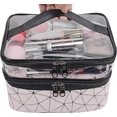 thumbnail image 4 of Toiletry Bag Double Layer Pink Cosmetic Bag Transparent Large Travel Makeup Bag Organizer Toiletry Bag for Men & Women, Premium Quality Toiletry Bags, 4 of 5