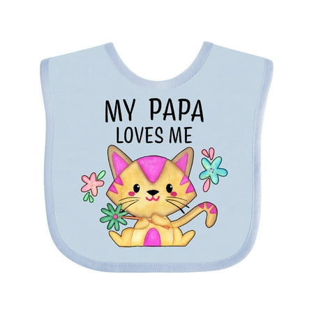 

Inktastic My Papa Loves Me with Cute Kitten and Flowers Gift Baby Boy or Baby Girl Bib