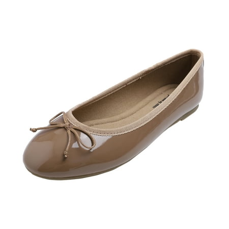 

Feversole Women s Macaroon Colorful Memory Foam Cushion Insock Patent Ballet Flat Dark Taupe 7.5 M US
