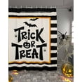 thumbnail image 2 of Shower Curtains for Bathroom-66"x72",Halloween Pumpkins Bat Black Striped Waterproof Bath Curtain Grommet Shower Curtain Set with Hooks,Trick Or Treat Washable Bath Accessories, 2 of 9
