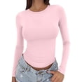thumbnail image 1 of ManxiVoo Chandail Femme à Manches Longues Col Rond Ajusté Basique pour Extérieur Sport Haut Confort Extensible Ajustement Flexible Taille TG Rouge, 1 of 6