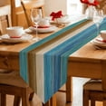 thumbnail image 2 of Table Runners 48 Inches Long, Teal Brown Blue Wooden Cotton Linen Kitchen Dining Coffee Table Runner for Party Home Decor, Farmhouse Vertical Striped Art Tabletop Dresser Scarves Runner 13x48 Inch, 2 of 9