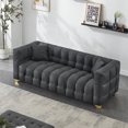 thumbnail image 4 of Aukfa 80" Modern Comfy Sofa, Deep Tufted Couch for Living Room, 2 Pillows, Leathaire, Black, 4 of 10