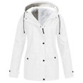 thumbnail image 2 of White Winter Coats for Women, Polyester Womens Winter Coats, Women Solid Plush Thickening Jacket Outdoor Plus Size Hooded Raincoat Windproof M, 2 of 5