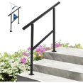 thumbnail image 1 of Ensemble de Main Courante d'Escalier Extérieur Réglable en 3 Marches, Rambarde d'Escalier en Métal Noir pour Porche, Jardin et Terrasse, 75 Réglable, Installation Facile, 1 of 6