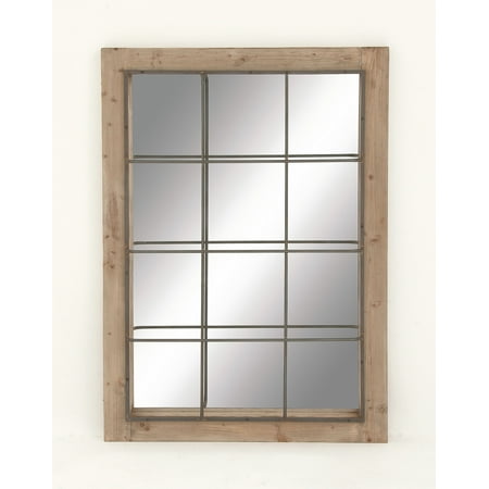 Decmode Farmhouse 52 X 36 Inch Rectangular Wooden Framed Wall Mirror Decmode Farmhouse 52 X 36 Inch Rectangular Wooden Framed Wall Mirror With Metal Grid Overlay