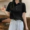 thumbnail image 4 of Annhoo Womens Tops Casual V-Neck Button Down T-Shirts Short Sleeve Summer Fashion Dressy Going Out Clothes, 4 of 5