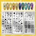 thumbnail image 3 of Juego de 3 placas para estampar uñas con diseños de luna, estrellas, rayos, planetas y cielo nocturno galáctico., 3 of 7