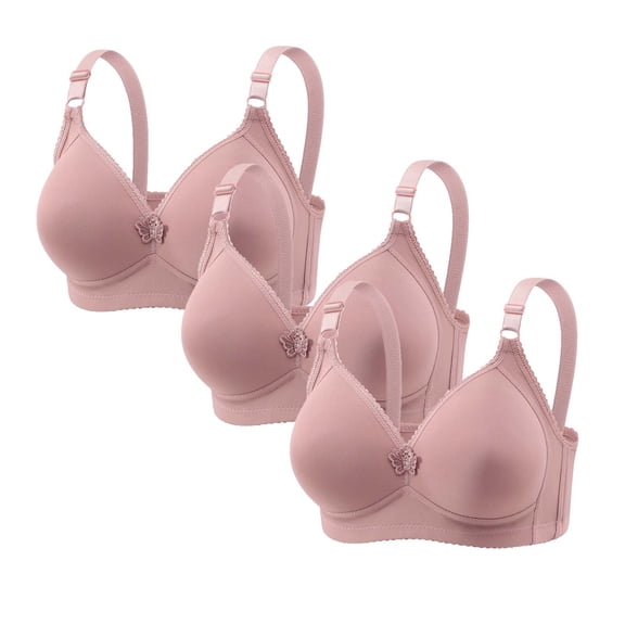 Womens Seamless Comfort Bra Wirefree, T-Shirt Bra 3-Pack Pink, Everyday Light Support Molded Cup,Size XL