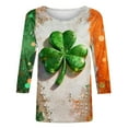 thumbnail image 6 of Funny St Patricks Day Shirt Women Crew Neck 3/4 Sleeve Top Clover Print Shirt Irish Green Blouse Casual Loose Fit Tees Tops, 6 of 6