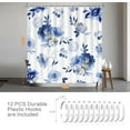 thumbnail image 5 of Dark Blue Flowers Shower Curtain, Nature Wildflowers Shower Curtain, Washable Fabric Polyester Shower Curtain Set for Bathroom Decor with 12 Hooks, 72" x 72", 5 of 6