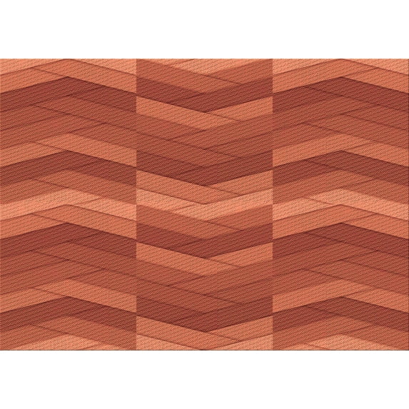 Ahgly Company Indoor Rectangle Patterned Bright Orange Area Rugs, 7' x 9'