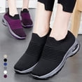 thumbnail image 1 of Chaussures de Marche pour Femmes à Enfiler Respirantes Plateforme Tricotée Coussin d'Air Espadrilles, 1 of 8