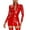 Red, variant on Women Sexy Leather Dress, Wetlook PVC Leather, Long sleeve, Plus Size shiny Latex Hip Skirt