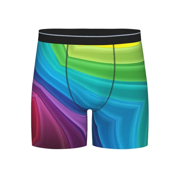Men Rainbow Stripes Boxer Briefs Novelty Boxer Shorts Underwear No Fly