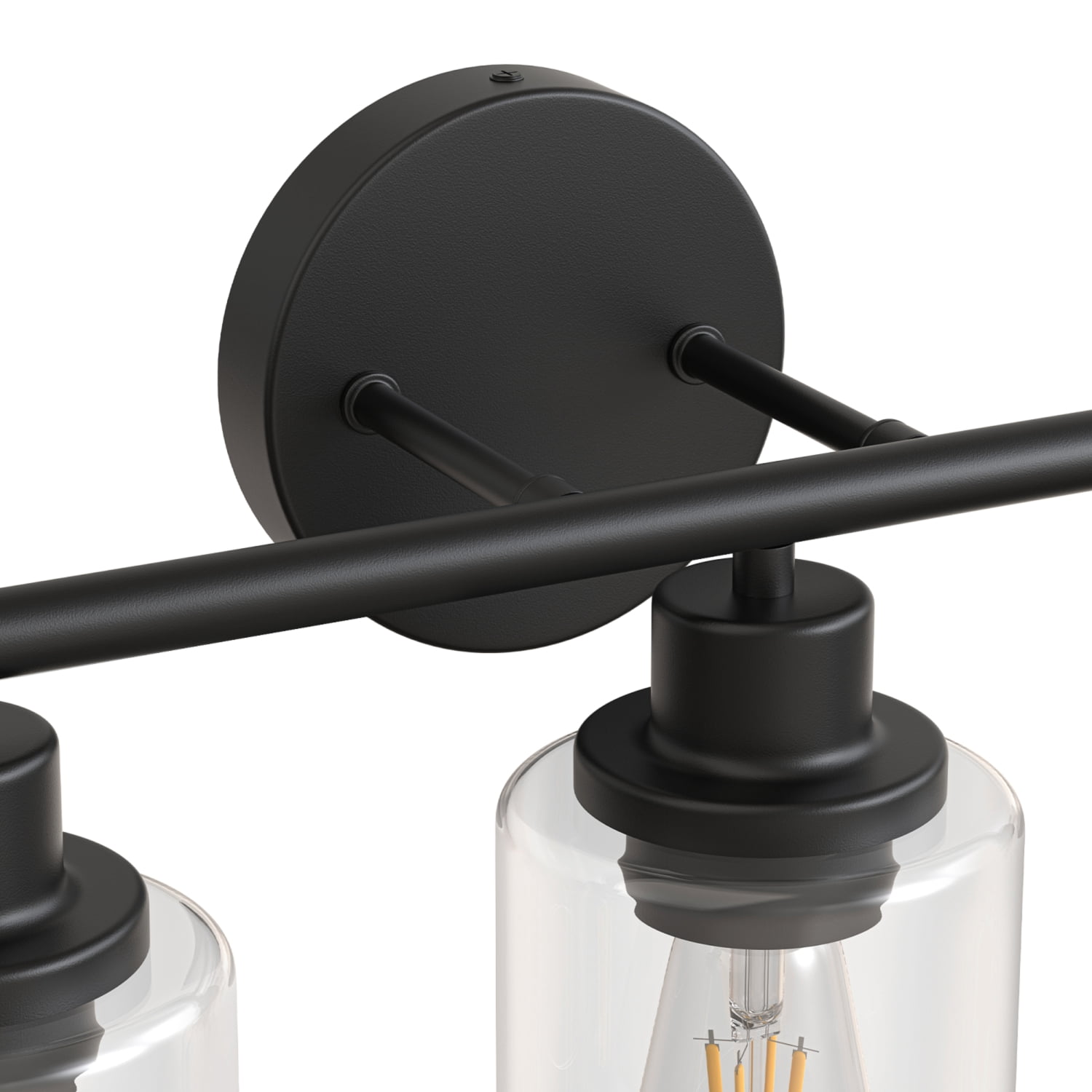 YANSUN 17 in Matte Black 3-Light Industrial Vanity Light with Clear Glass Shades for Bathroom Hallway Living Room  E26 Base (Bulbs Not Included)