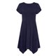 thumbnail image 5 of Mujeres Manga Corta Tops Estilo Casual Cuello Redondo Sólido Irregular Doblado Vestido, Vestido de Manga Corta para las Mujeres Falda Primavera Verano Diario, 5 of 6