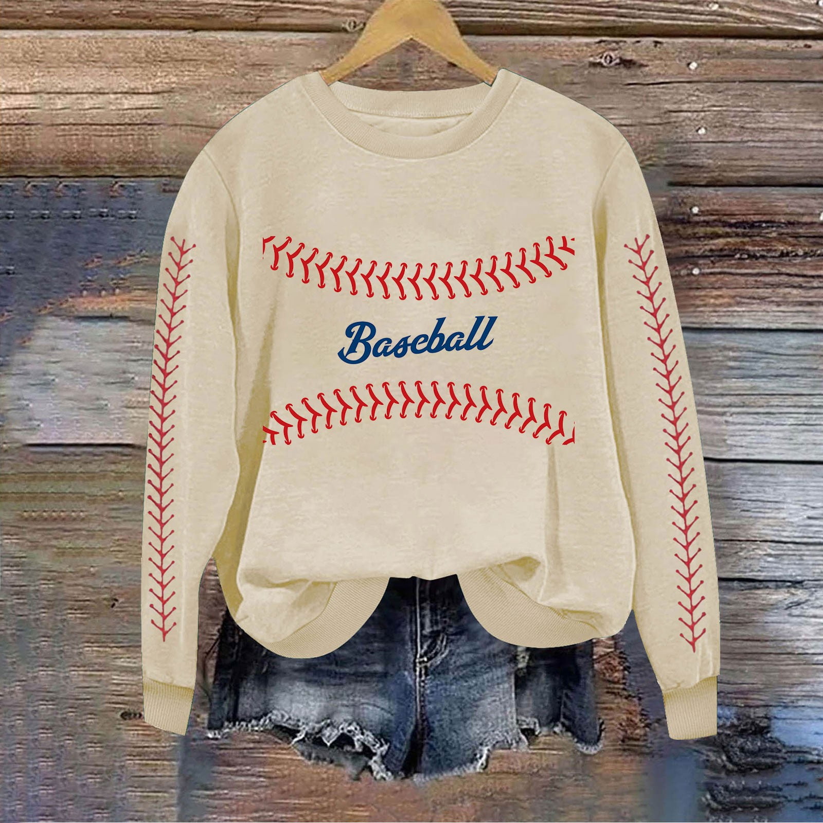 Game Day Baseball Sweatshirt for Women Long Sleeve Pullover Tops Casual Loose Crewneck Funny Baseball Mom Tunic Blouse